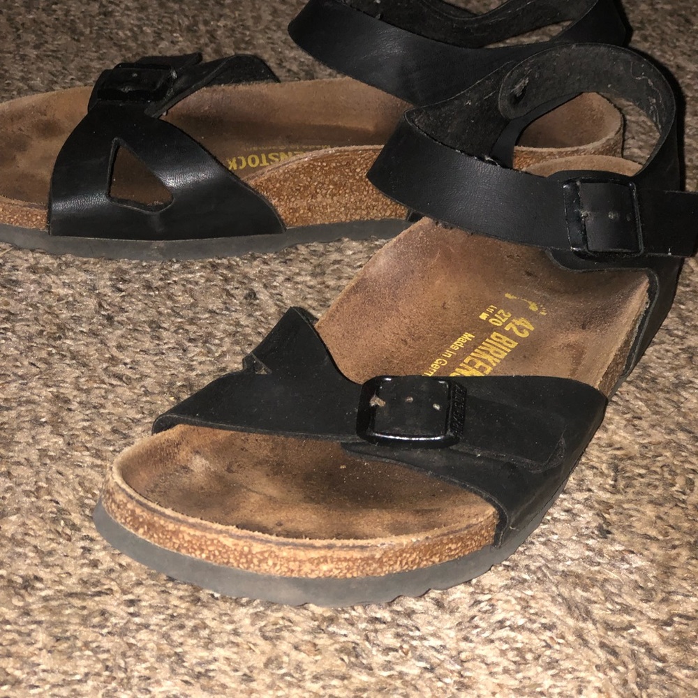 BIRKENSTOCK RIO BLACK SANDALS W ANKLE STRAP